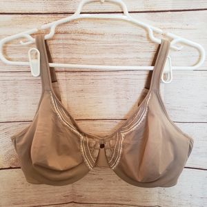 Olga bra. Size 42D. Tan with tan and white lace.